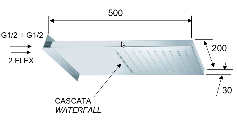 soffione doccia con getto a cascata Remer